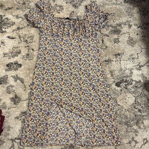 SHEIN Blue and Yellow Floral Midi Dress